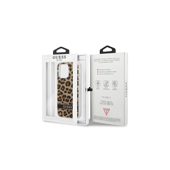 Guess case for IPhone 13 Pro 6,1&quot; GUHCP13LHSLEOW hard case brown Leopard Electro Stripe 3666339047382