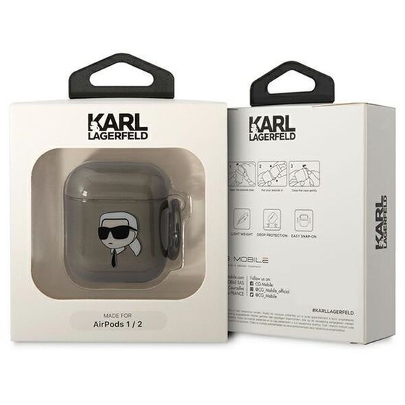 Karl Lagerfeld case for Airpods 1 / 2 KLA2HNIKTCK black Karl`s Head 3666339088019