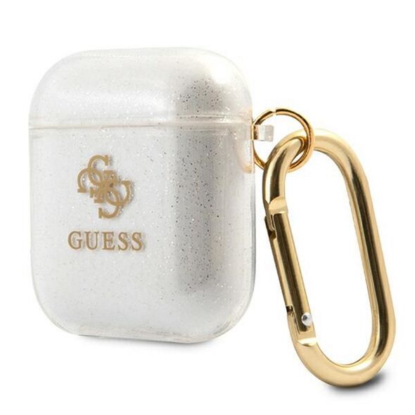 Guess case for AirPods GUA2UCG4GT transparent Glitter Collection 3666339009908