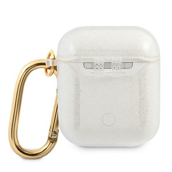 Guess case for AirPods GUA2UCG4GT transparent Glitter Collection 3666339009908