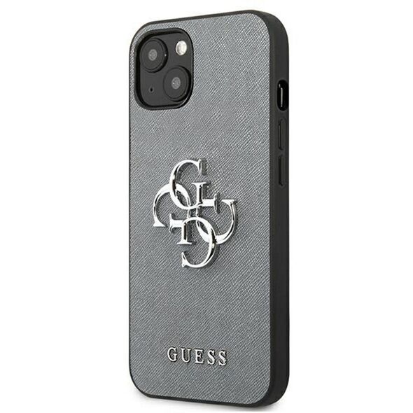 Guess case for iPhone 13 Mini 5,4&quot; GUHCP13SSA4GSGR grey hard case Saffiano 4G Metal Logo 3666339024154