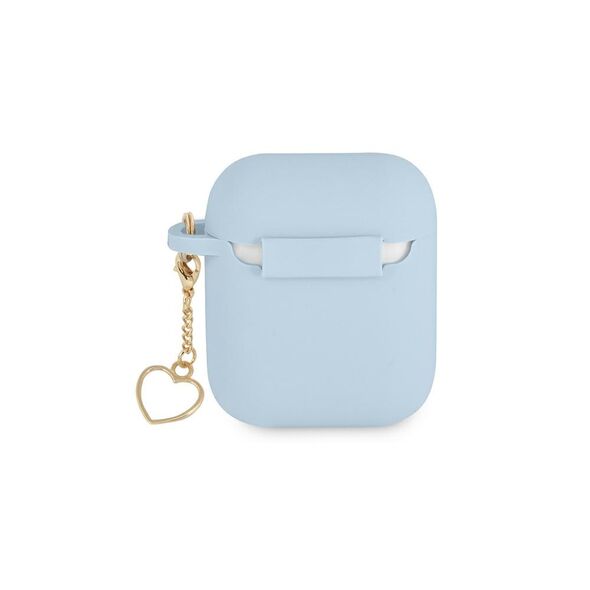 Guess case for Airpods / Airpods 2 GUA2LSCHSB blue Silicone Heart Charm 3666339039035
