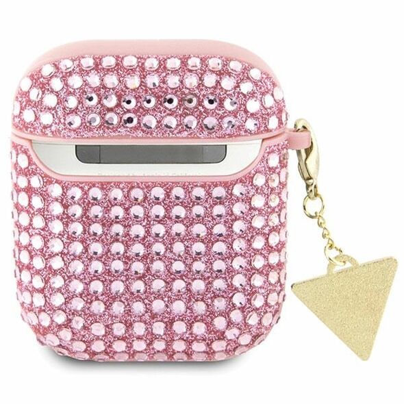 Guess case for AirPods 1 / 2 GUA2HDGTPP pink Rhinestone Triangle Charm 3666339120672