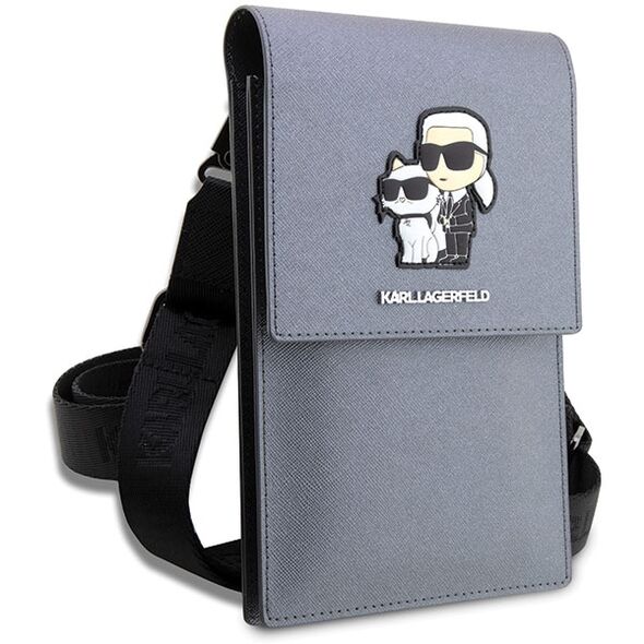 Karl Lagerfeld handbag for phone KLWBSAKCPMG silver hardcase Phone Pounch Universal Saffiano K&C NFT 3666339123352