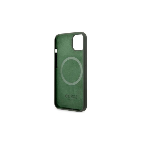Guess case for iPhone 13 Pro Max 6,7&quot; GUHMP13XSPLA green hard case Silicone Logo Plate MagSafe 3666339056964