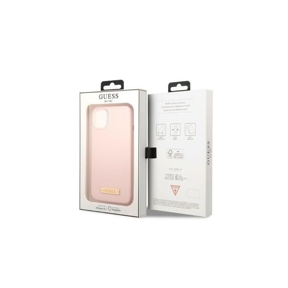 Guess case for iPhone 13 Pro Max 6,7&quot; GUHMP13XSPLP pink hard case Silicone Logo Plate MagSafe 3666339056889
