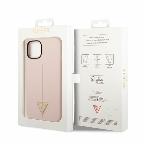 Guess case for iPhone 14 Pro Max 6,7&quot; GUHCP14XSLTGP pink hardcase Silicone Line & Triangle 3666339065959