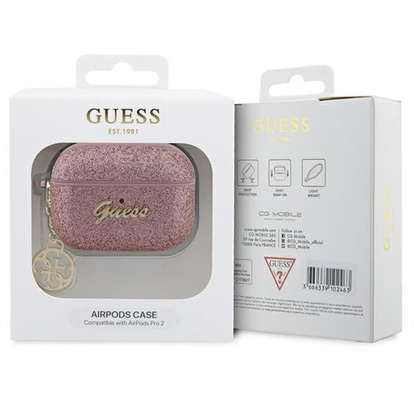 Guess case for AirPods Pro 2 GUAP2GLGSHP pink PU Glitter Flake 4G 3666339110987
