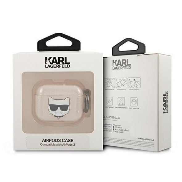 Karl Lagerfeld case for Airpods 3 KLA3UCHGD gold Glitter Choupette 3666339009212