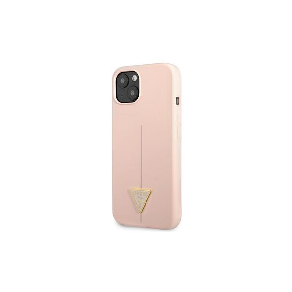 Guess case for iPhone 13 GUHCP13MSLTGP pink hard case Silicone Triangle Logo 3666339041007