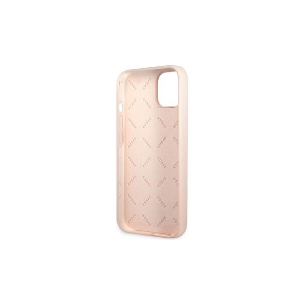 Guess case for iPhone 13 GUHCP13MSLTGP pink hard case Silicone Triangle Logo 3666339041007