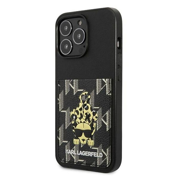 Karl Lagerfeld case for iPhone 13 Pro KLHCP13LCANCNK black hard case Monogram with card slot 3666339049782