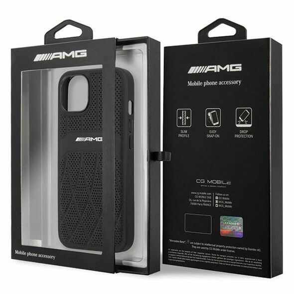 AMG case for iPhone 13 6,1&quot; AMHCP13MOSDBK black hard case Leather Curved Lines MagSafe 3666339018986