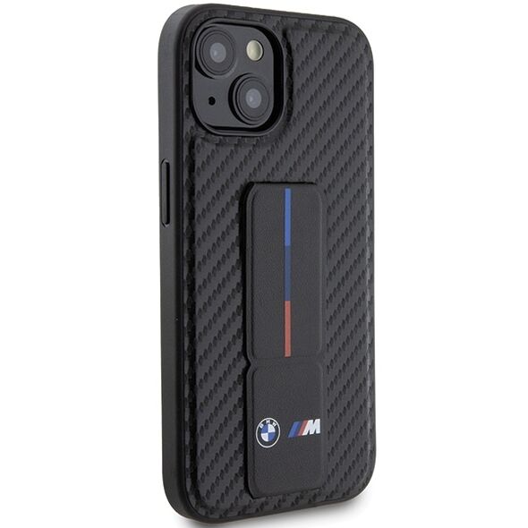 BMW case for iPhone 15 6,1&quot; black BMHCP15SGSPCCK M HC GRIP STAND PU SMOOTH AND CARBON BLACK 3666339204440