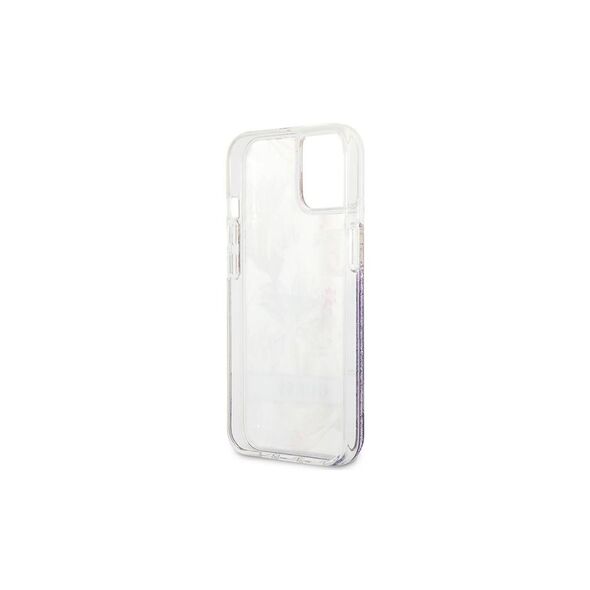 Guess case for iPhone 13 Mini GUHCP13SLFLSU purple hard case Glitter Flower 3666339041274