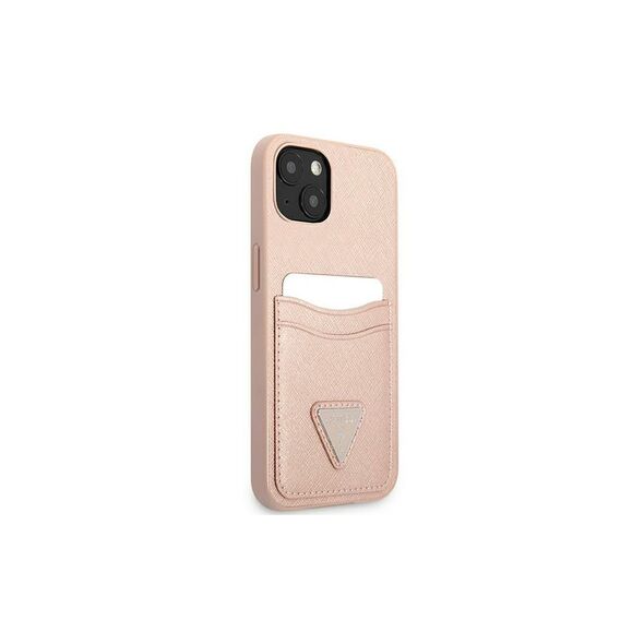 Guess case for IPhone 13 6,1&quot; GUHCP13MPSATPP hard case pink Saffiano Double Card Triangle 3666339048136