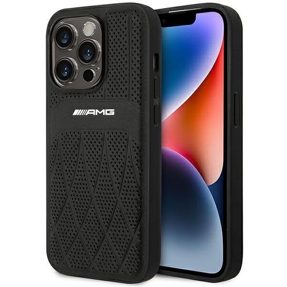 AMG case for iPhone 14 Pro 6,1&quot; AMHMP14LOSDBK black hard case Leather Curved Lines MagSafe 3666339071967