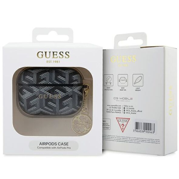 Guess case for AirPods Pro GUAPPGCE4CK black Gcube Classic Gold Logo W/Charm 3666339171131