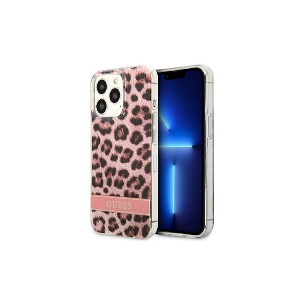 Guess case for IPhone 13 Pro Max 6,7&quot; GUHCP13XHSLEOP hard case pink Leopard Electro Stripe 3666339047511