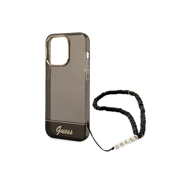 Guess case for iPhone 14 Pro 6,1&quot; GUHCP14LHGCOHK black PC/TPU IML case foruble Layer Electroplated Camera Outline Translucent with Strap 3666339064181