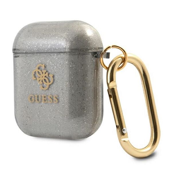 Guess case for Airpods GUA2UCG4GK black Glitter Collection 3666339009847
