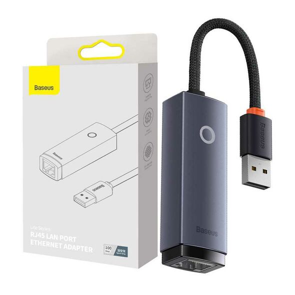 Network adapter Baseus Lite, USB to RJ45, 100Mbps, Gray - 40390 έως 12 άτοκες Δόσεις
