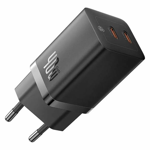 Network charger Baseus GaN5 Pro Fast Charger, 40W, 2 x Type-C F, Black - 40408 έως 12 άτοκες Δόσεις