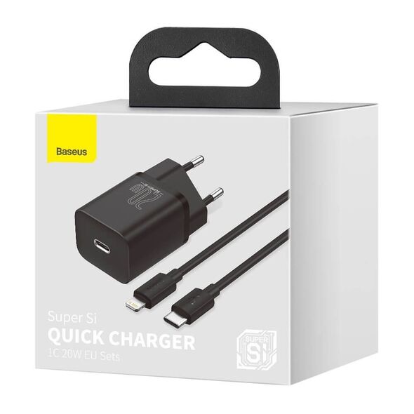 Network charger Baseus Super Si, 20W, Type-C to Lightning cable, Black - 40418 έως 12 άτοκες Δόσεις