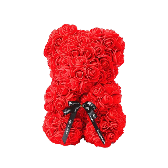 Αρκουδάκι απο Τεχνητά Τριαντάφυλλα σε Κουτί 25cm Κόκκινο