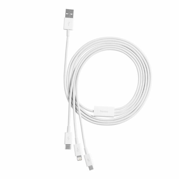 Charging cable Baseus Superior, 3in1, Micro USB, Lightning, Type-C, 1.0m, White - 40438 έως 12 άτοκες Δόσεις