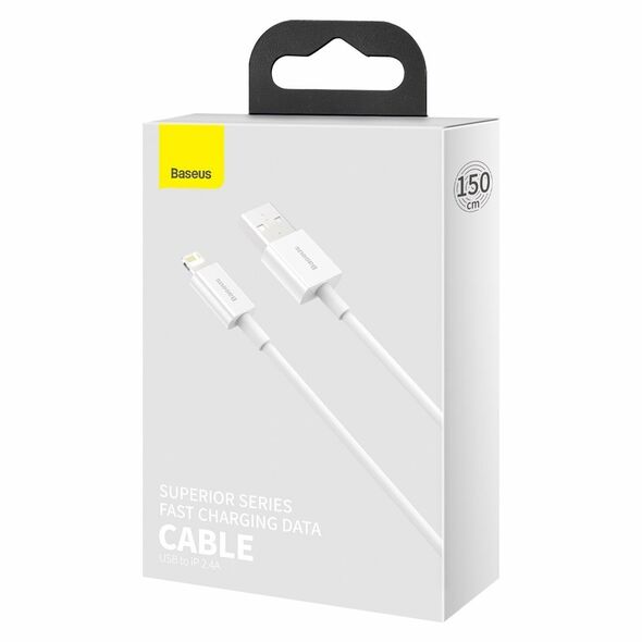 Data cable Baseus Superior, Lightning, 1.5m, White - 40471 έως 12 άτοκες Δόσεις