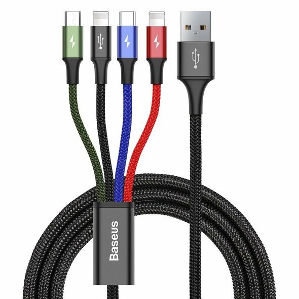 Charging cable Baseus Fast, 4in1, Micro USB, 2xLightning, Type-C, 1.2m, Black - 40493 έως 12 άτοκες Δόσεις