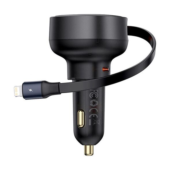 Car socket charger Baseus Enjoyment Pro, 55W, With Lightning cable, Black - 40495 έως 12 άτοκες Δόσεις