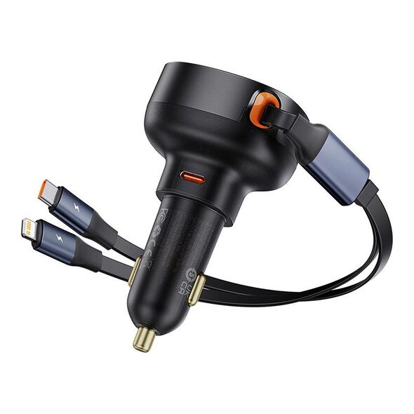 Car socket charger Baseus Enjoyment Pro, 60W, With Type-C and Lightning cable, Black - 40498 έως 12 άτοκες Δόσεις