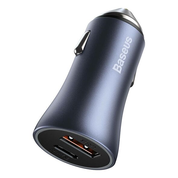 Car socket charger Baseus Golden Contactor Pro, 40W, USB, Type-C, With Lightning cable, Gray - 40507 έως 12 άτοκες Δόσεις