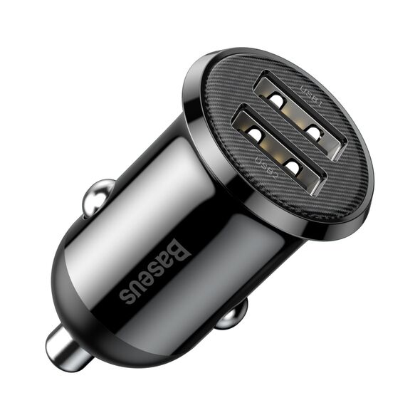 Car socket charger Baseus Grain Pro, 4.8A, 2 x USB, Black - 40509 έως 12 άτοκες Δόσεις