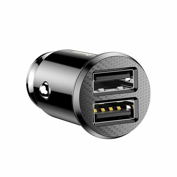 Car socket charger Baseus Grain, 3.1A, 2 x USB, Black - 40511 έως 12 άτοκες Δόσεις