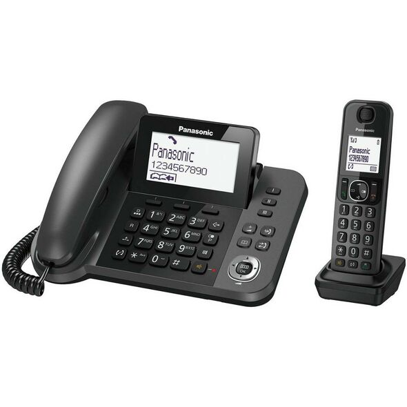 Panasonic Σταθερό Ψηφιακό Τηλέφωνο Panasonic KX-TGF310EXM Μαύρο + Ασύρματο Ψηφιακό Τηλέφωνο με Υποδοχή Hands-Free στο Ασύρματο 18815 5025232830091