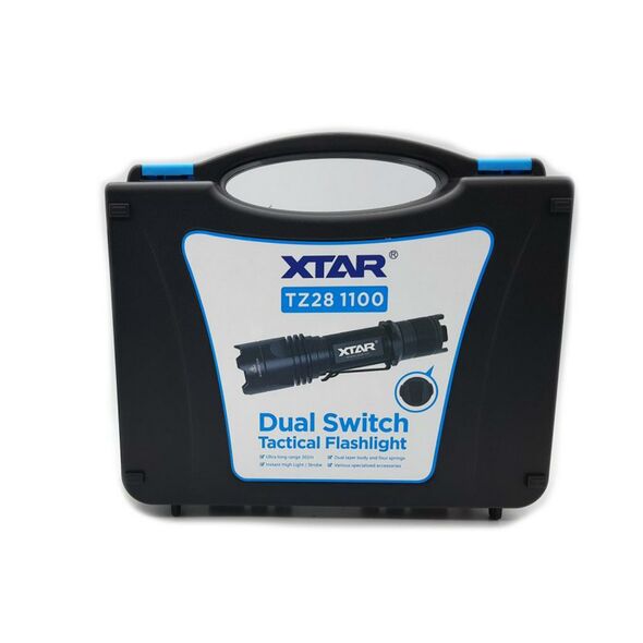 Xtar Σετ Φακός Xtar TZ28 1100 Dual Switch IPX8 Μαύρος 1100 Lumens/Απόσταση 302m με Φορτιστή MC1 Plus, Θήκη και Βαλιτσάκι Αποθήκευσης 26600 6952918333753