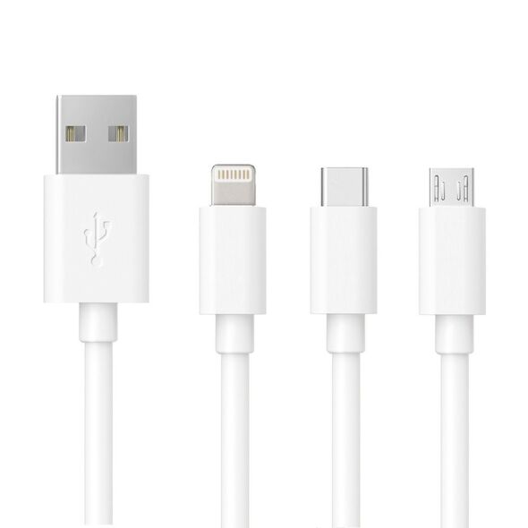 Ancus Καλώδιο Σύνδεσης και Φόρτισης Ancus Flow E44 USB 3 σε 1 Micro-USB, USB-C, Lightning 3.0A Λευκό 1μ. 34231 5210029090370