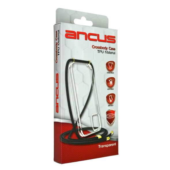 Ancus Θήκη Ancus Crossbody για Apple iPhone 14 Pro Διάφανη με Κορδόνι Μαύρο 38644 5210029103193