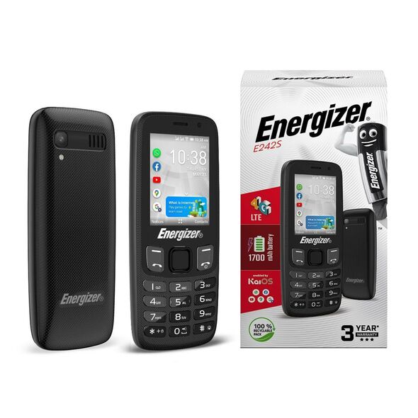 Maxcom Energizer E242S 512MB/4GB Dual Sim 4G 2.4" KaiOS 1700mAh με Bluetooth 4.0 Μαύρο 38804 3492548233311