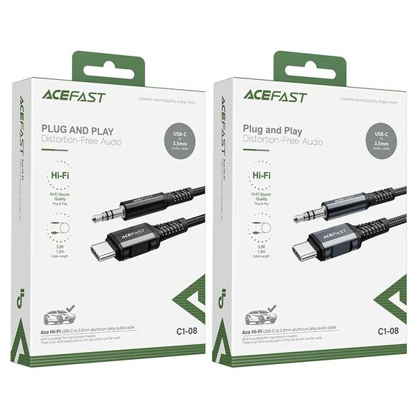 Acefast Καλώδιο σύνδεσης Acefast C1-08 USB-C σε 3.5mm Αρσενικό Braided 1.2 Γκρι 39361 6974316280637