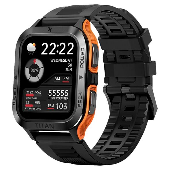 Maxcom Smartwatch Maxcom FW67 Titan Pro IP69K 360mAh με 1.85” IPS Gorilla Glass 22mm Silicon Band Orange 40281 5908235977812