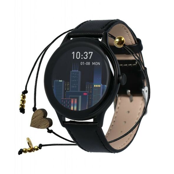 Maxcom Smartwatch Maxcom FW48 Vanad Satin IP67 200mAh με 1.32” AMOLED Ecoleather Band Μαύρο 40285 5908235976945