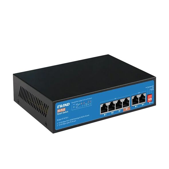 Ewind Ethernet Switch Ewind EW-S1606CF-AP 4x10/100Mbps + 2x100Mbps  RJ45 PoE 40382 40382