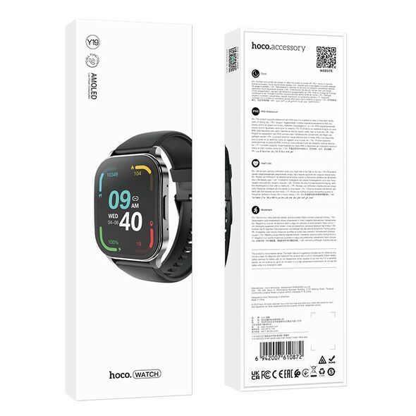 Hoco Smartwatch Hoco Y19 IP68 AMOLED Οθόνη 1.96" 300mAh V5.2 με Δυνατότητα Κλήσεων Γκρι 40441 6942007610872