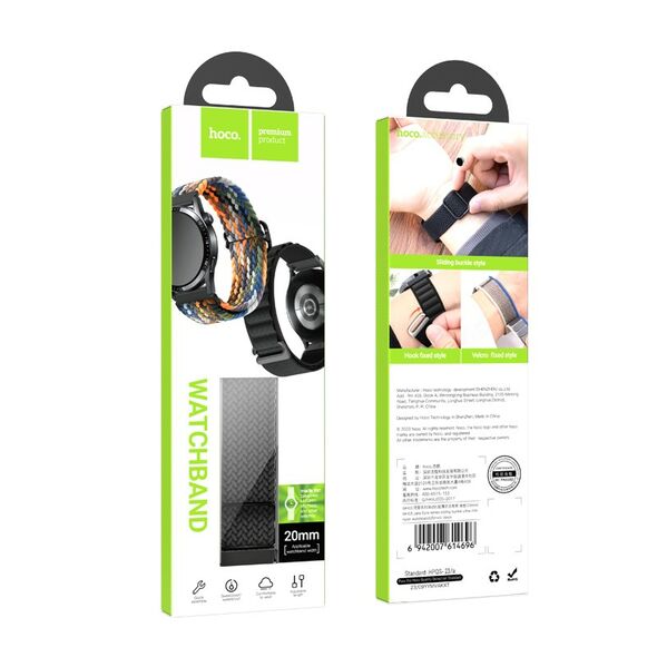 Hoco Watchband Hoco WH03 Jane Eyre Series από Ultra-Thin Nylon για Samsung Huawei Xiaomi Vivo κα 20mm Universal Μαύρο 40511 6942007614696