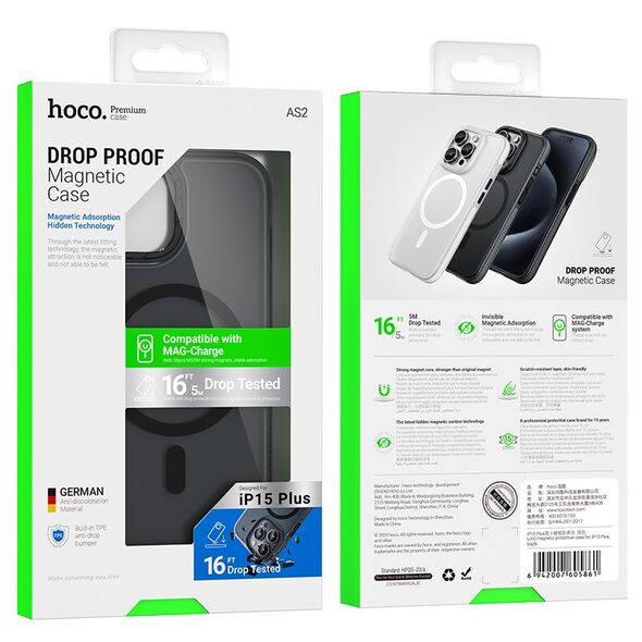 Hoco Θήκη Hoco Premium Series Drop Proof Magnetic Mag-charge για Apple iPhone 15 Plus Μαύρη 40751 6942007605861