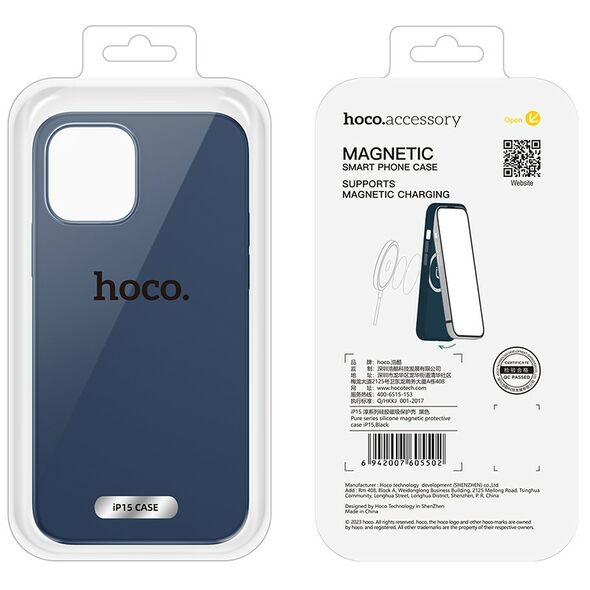 Hoco Θήκη Hoco Pure Series Silicone Magnetic για Apple iPhone 15 Μπλε 40764 6942007605519
